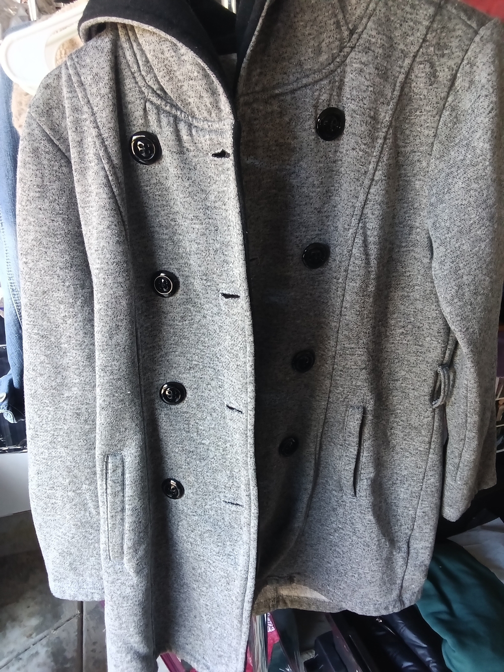 Grey Double-Breasted Wool-Blend Coat